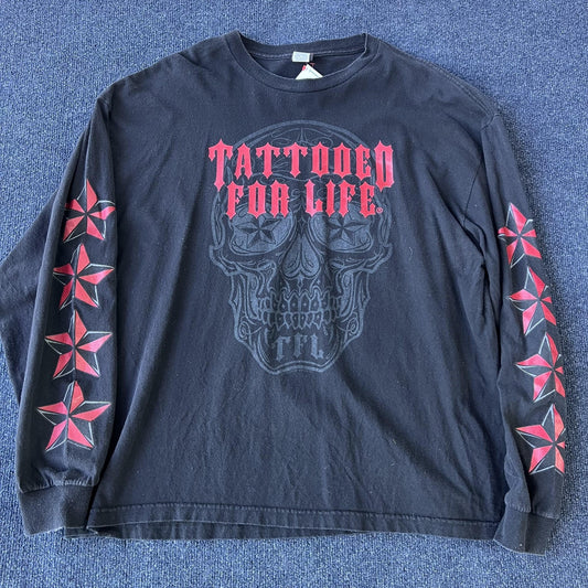 Y2K Hot Leathers Tattooed For Life Skull Long Sleeve