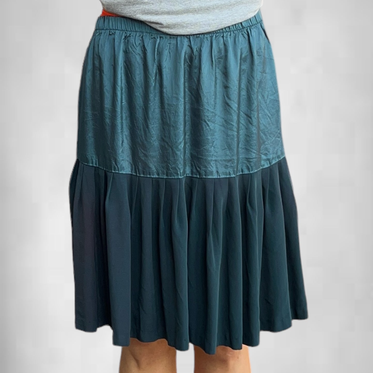 Vintage Emerald Pleated Skirt