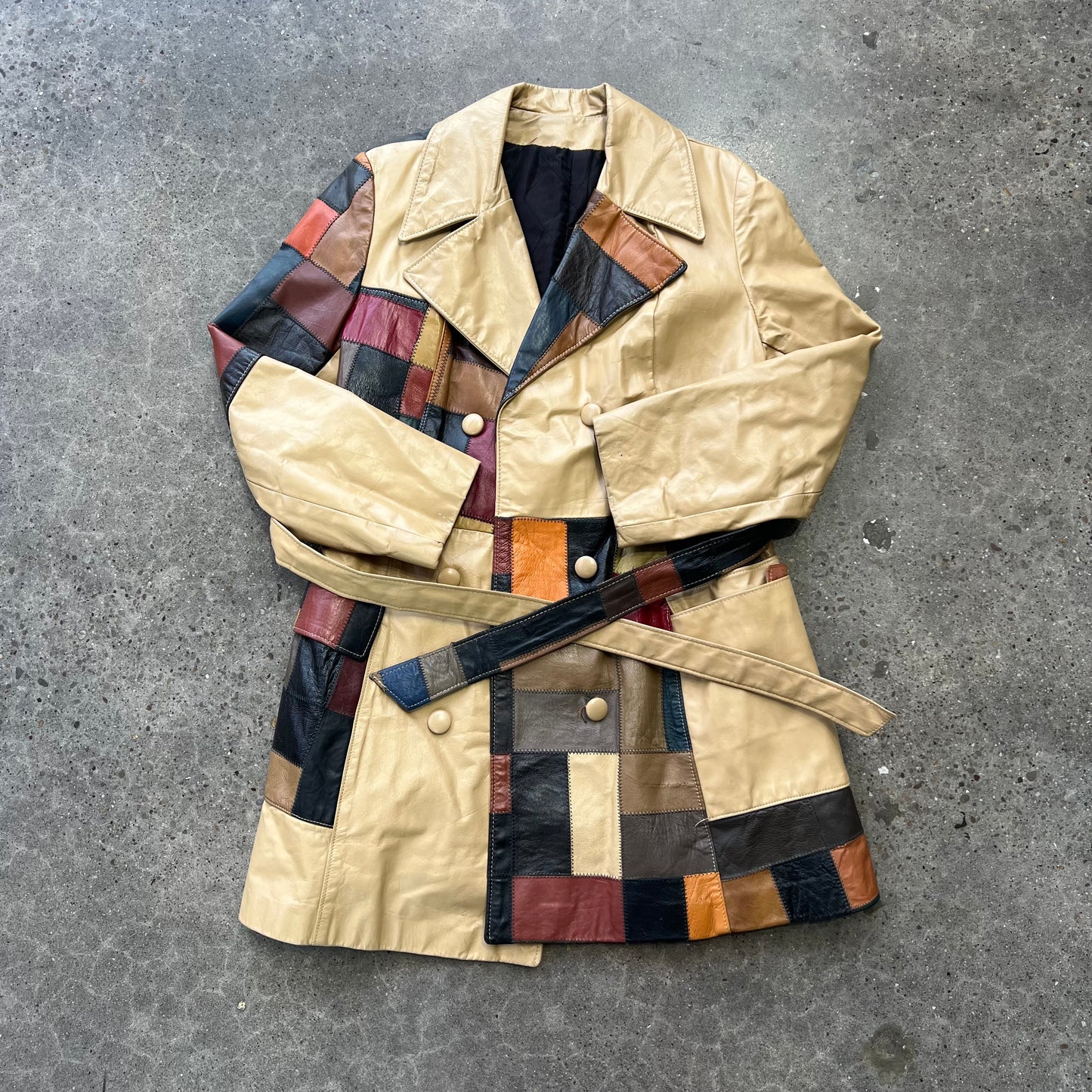 Vintage 70s Patchwork Trench Coat