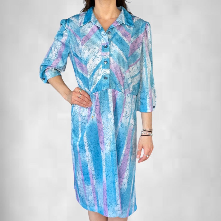 Vintage Blue Patterned Dress