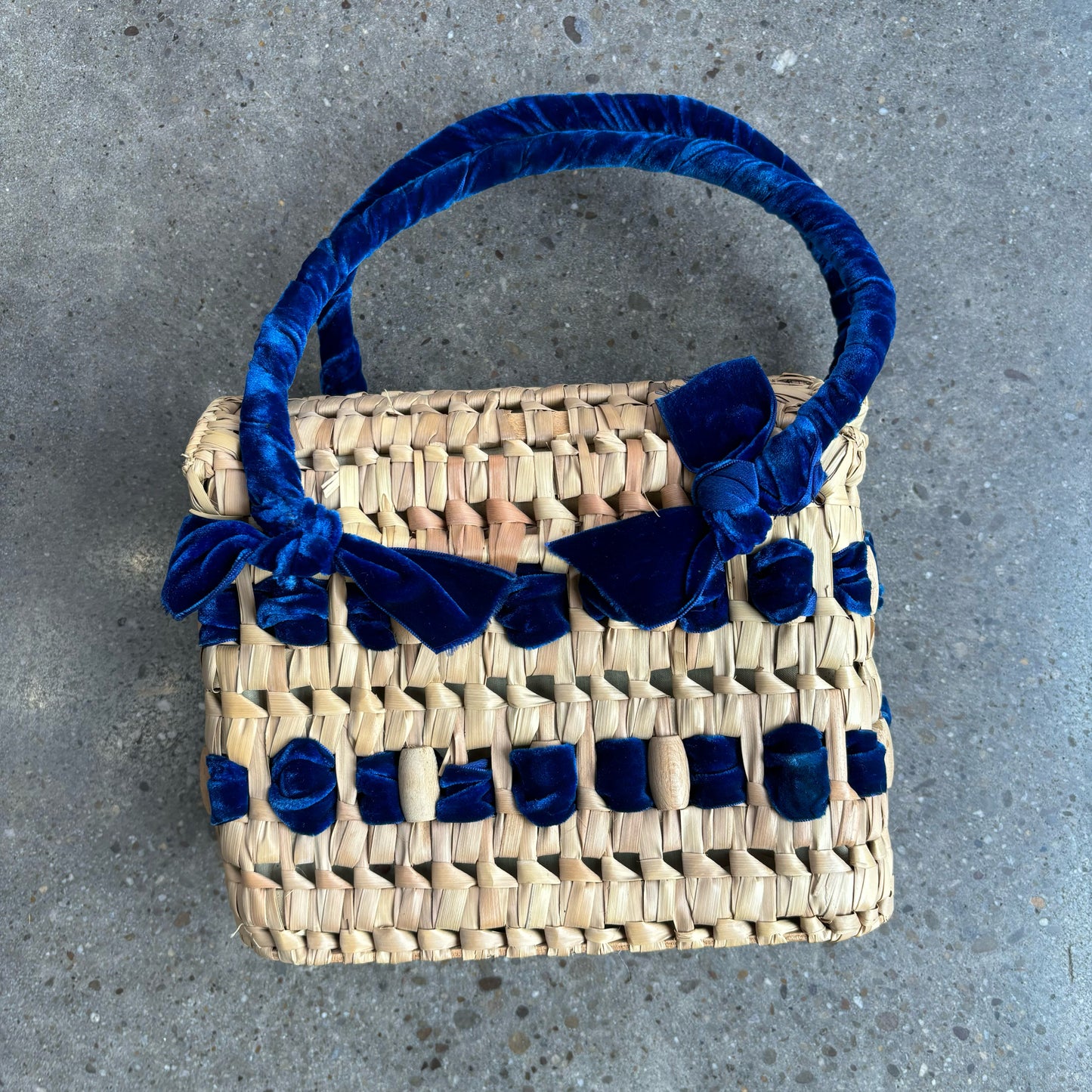 Vintage Velvet Strap Basket Bag