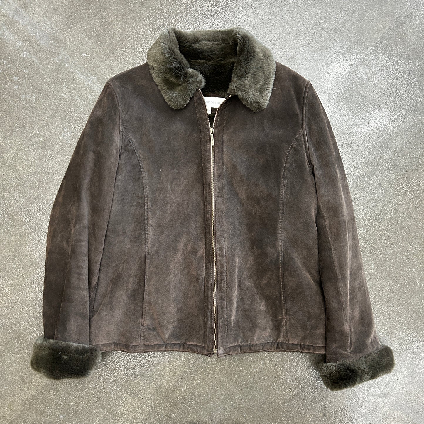 Y2K Liz Claiborne Fur Lined Leather Jacket