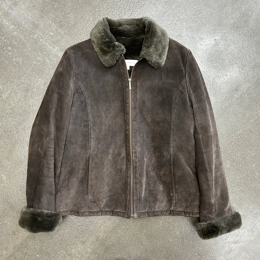 Y2K Liz Claiborne Fur Lined Leather Jacket