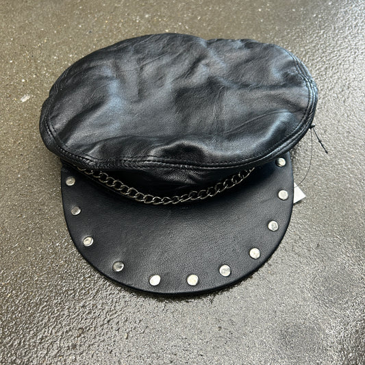 Vintage Leather Biker Hat