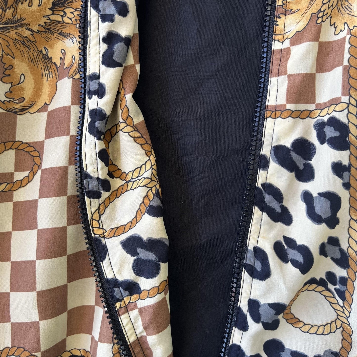 Vintage 90s Animal Print Checkered Windbreaker