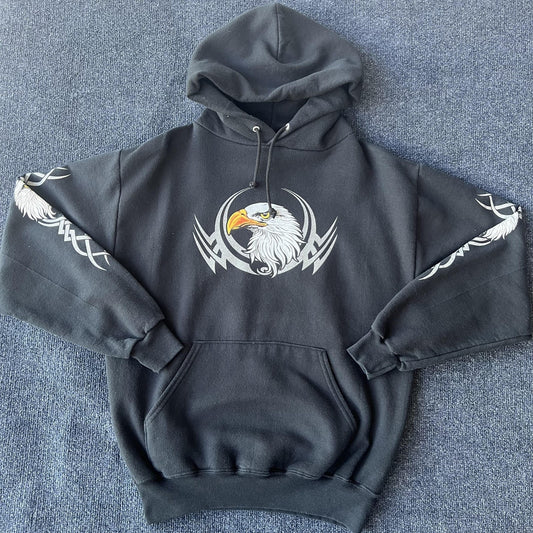 Vintage 90s Bald Eagle Tribal Hoodie