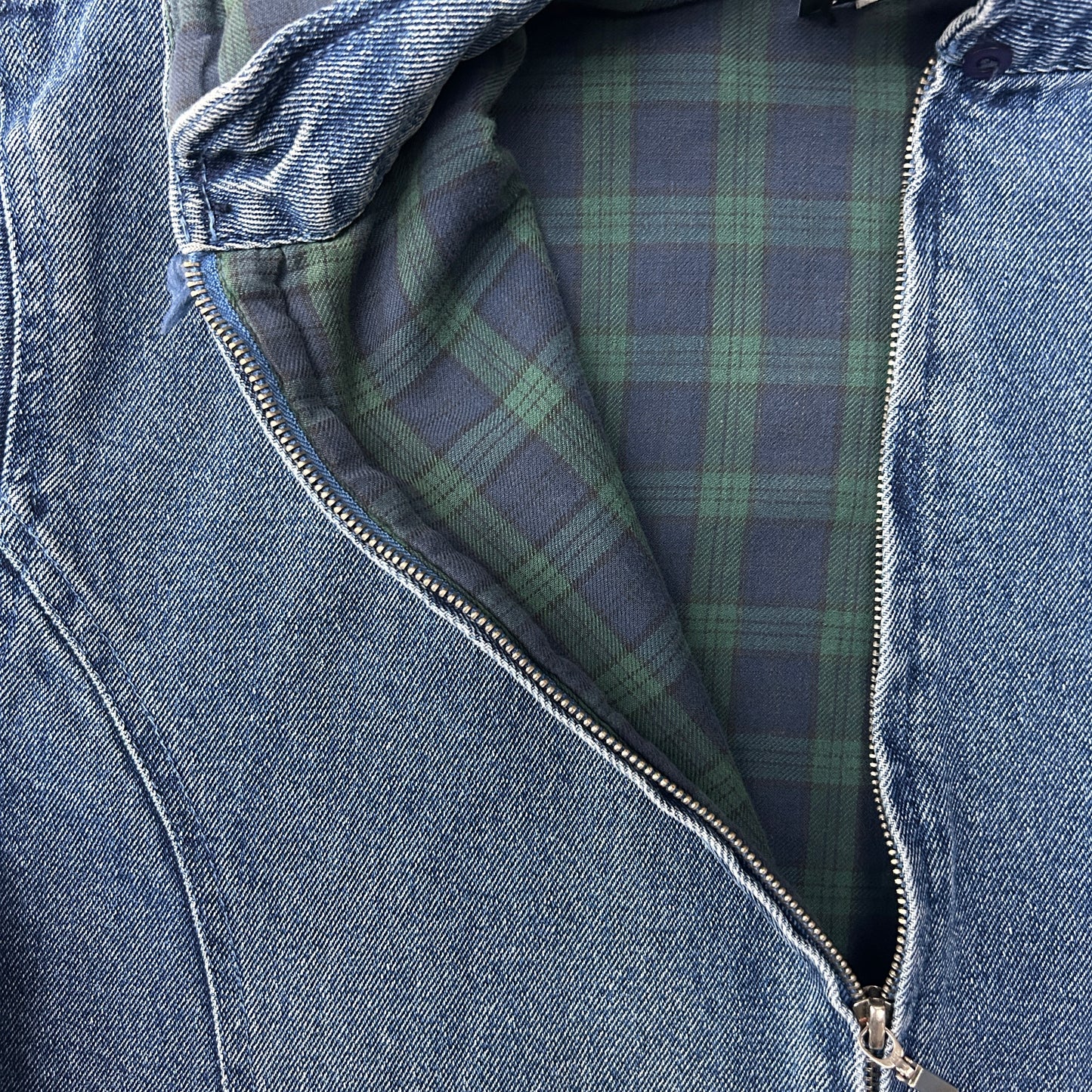 Vintage Plaid Lined Jean Jacket