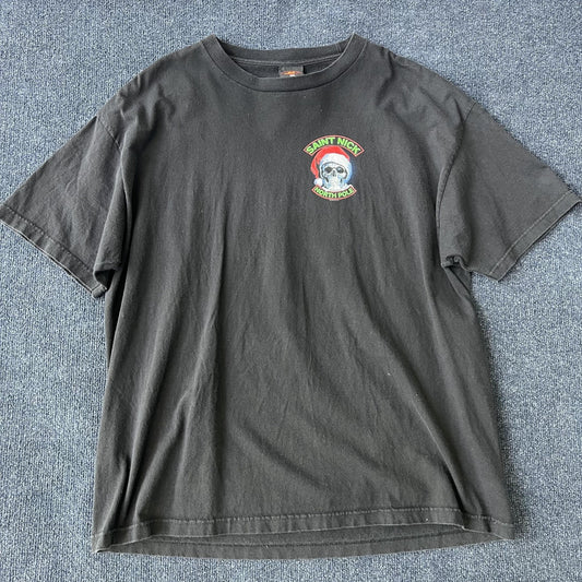 Y2K Saint Nick Skull Biker Tee