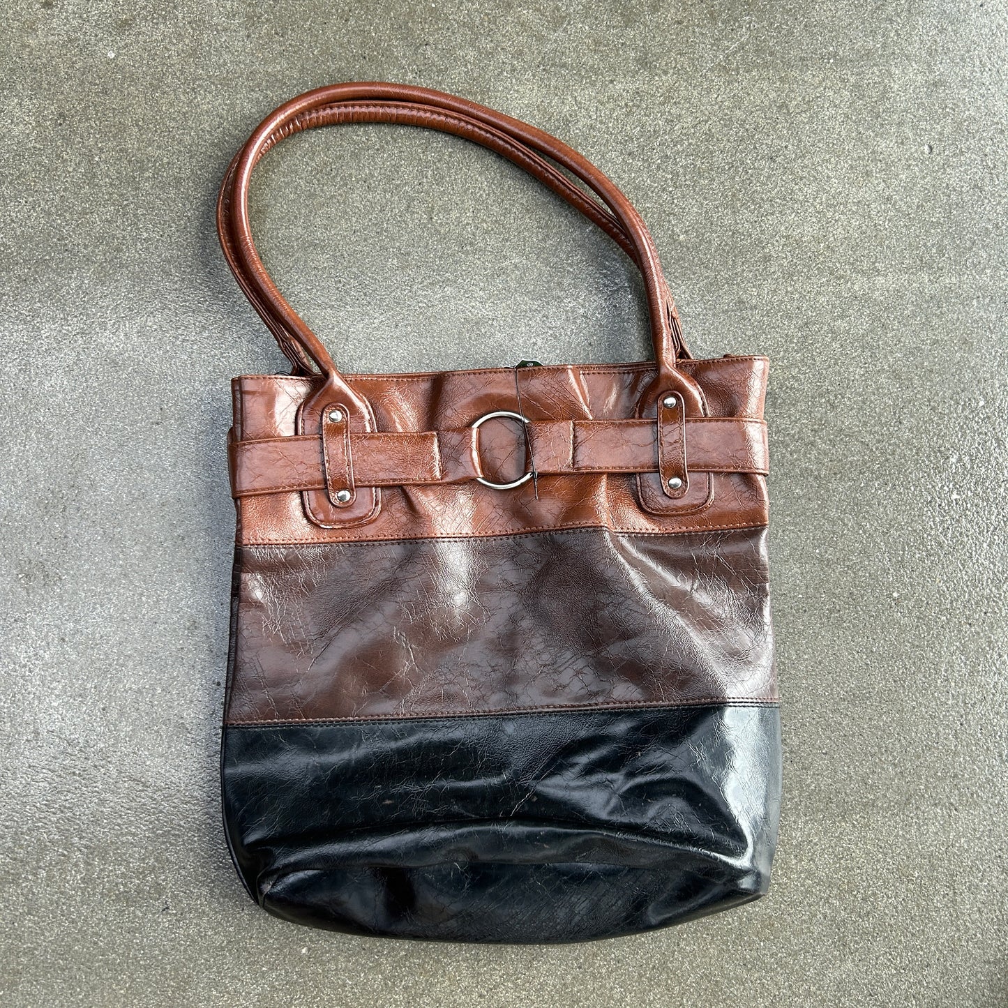 Three Tone Leather Tote Bag