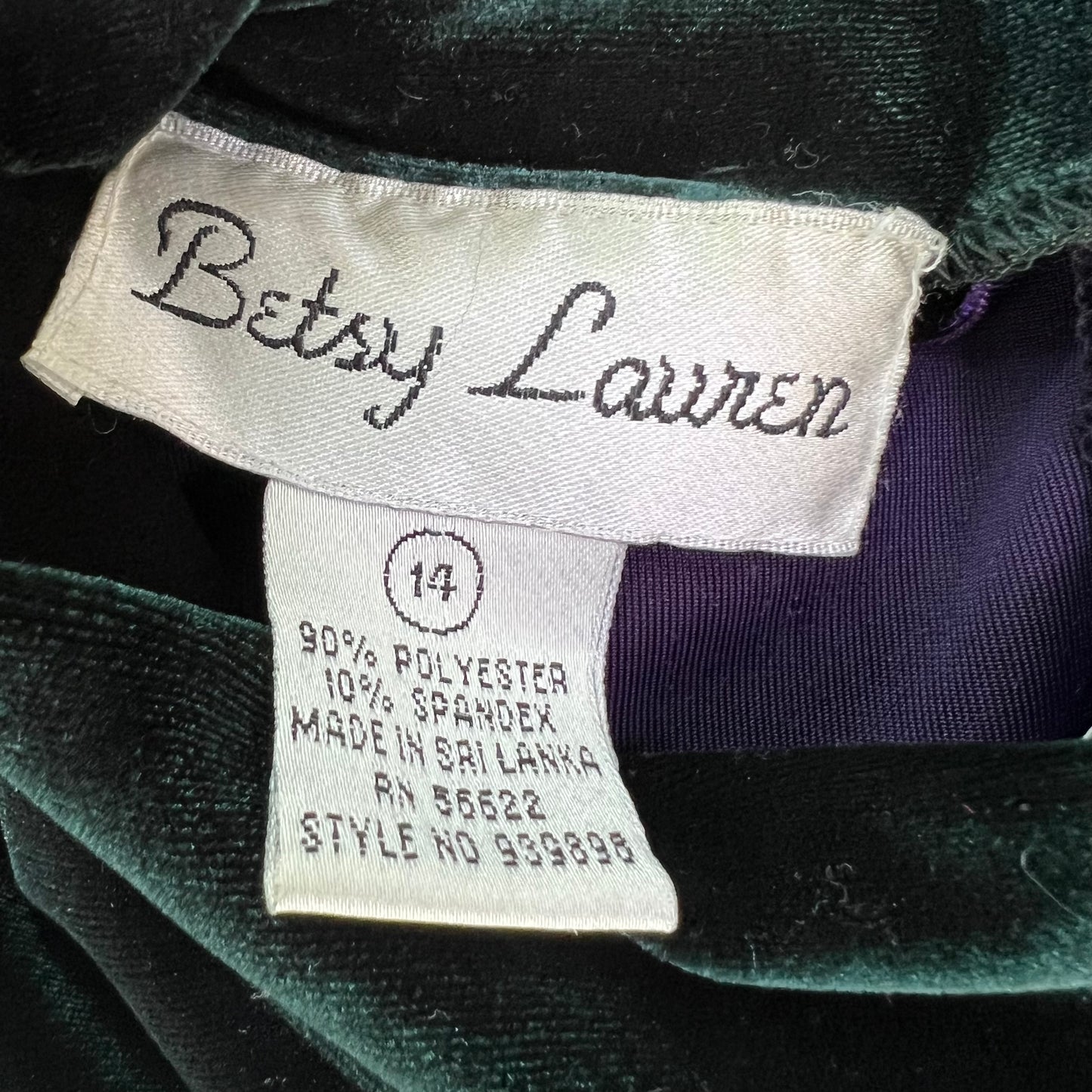 Vintage Betsy Lauren Velvet Dress