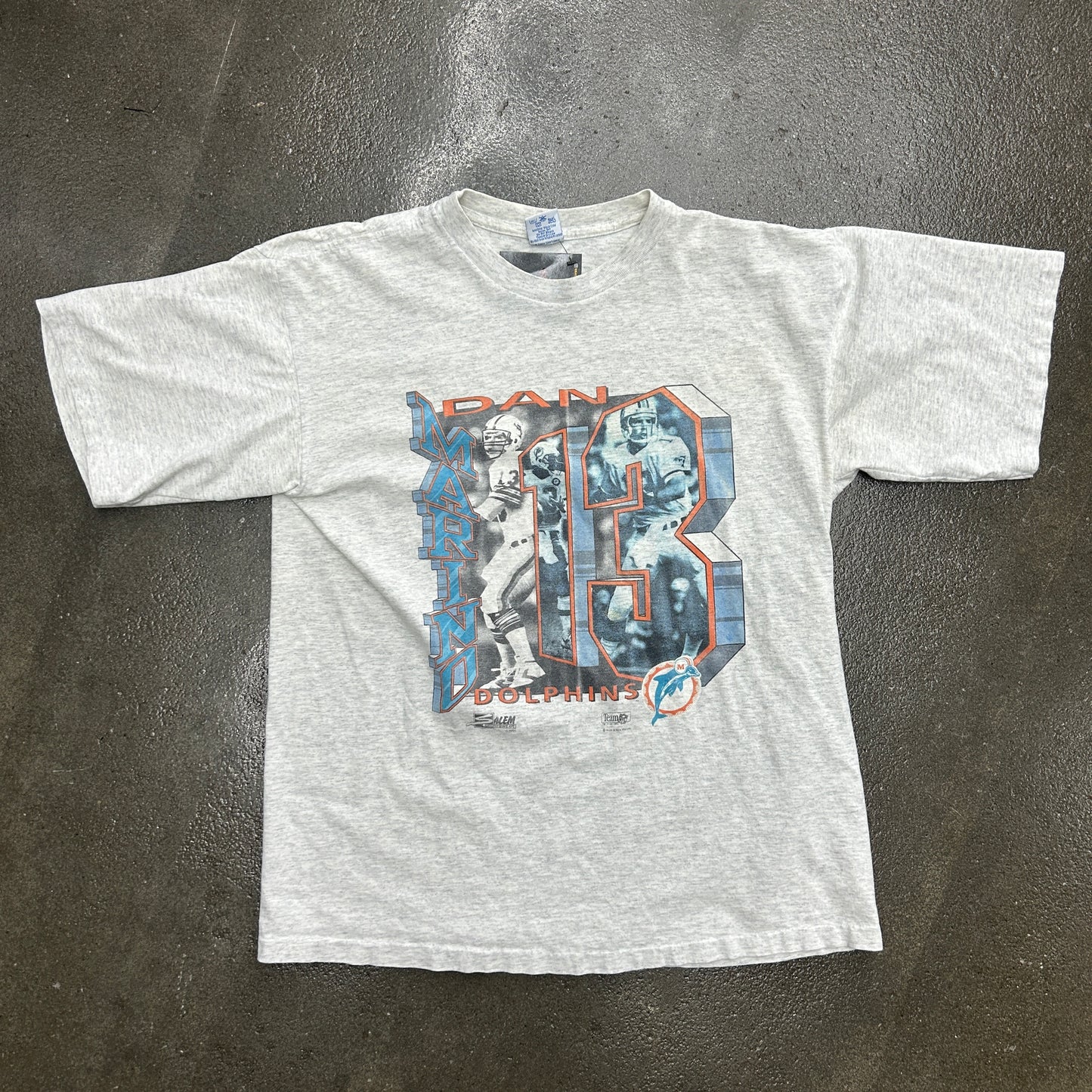 Vintage 1991 Single Stitch Dan Marino Miami Dolphins Salem Sportswear Football Tee