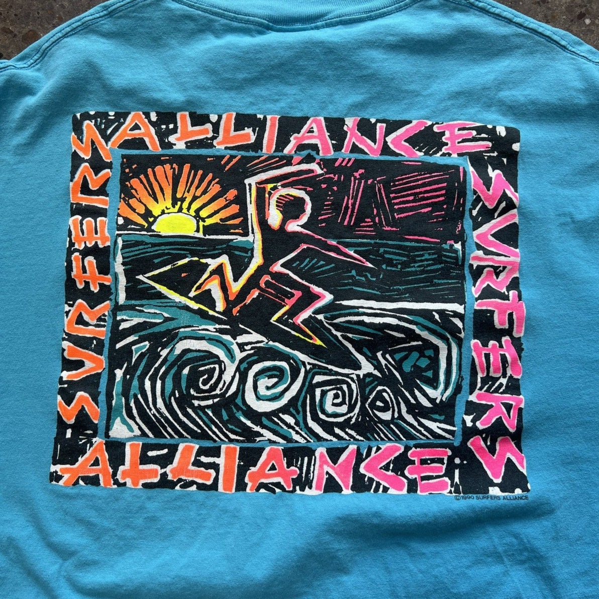 Vintage 90s Surfers Alliance Pocket Tee