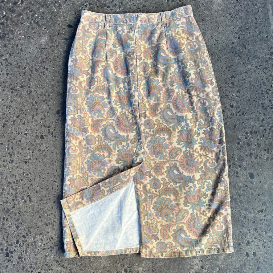 Vintage Paisley Print Jean Skirt