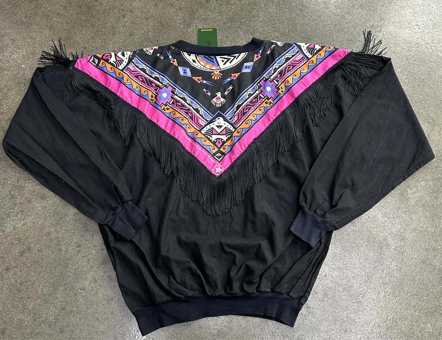 Vintage Tribal Beaded Fringe Crewneck