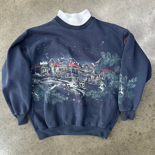 Vintage 90s Wrap Around Winter Art Unlimited Crewneck