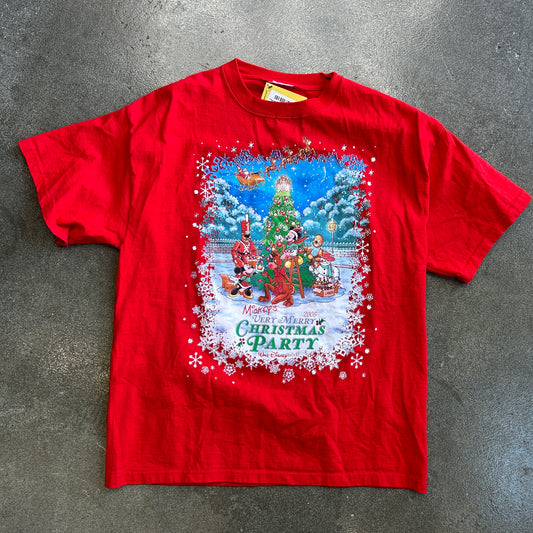 Vintage Y2K Disney Christmas Party Mickey Mouse Tee