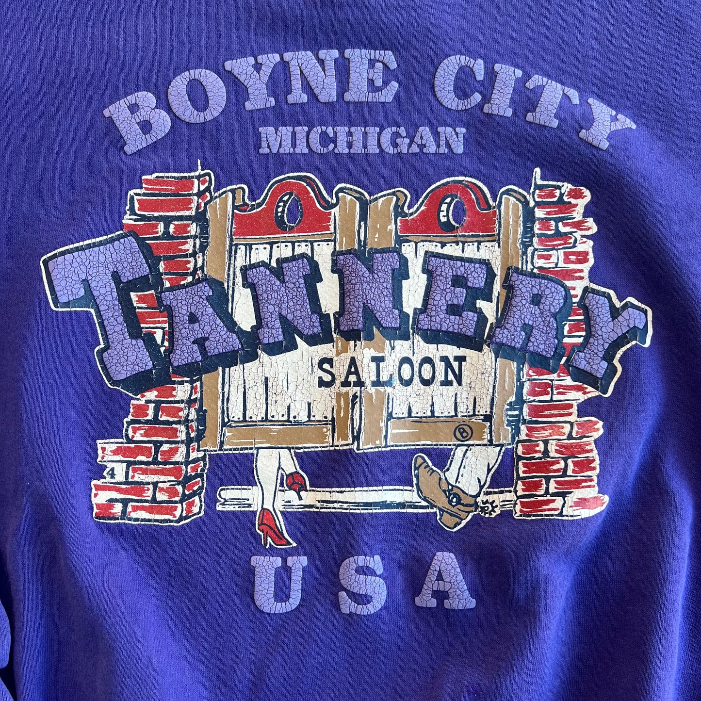 Vintage Boyne City Tannery Saloon Michigan Crew