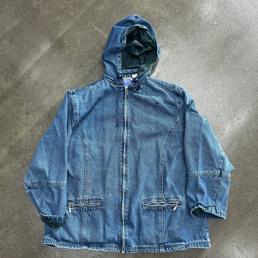 Vintage Flannel Lined North Style Denim Jacket