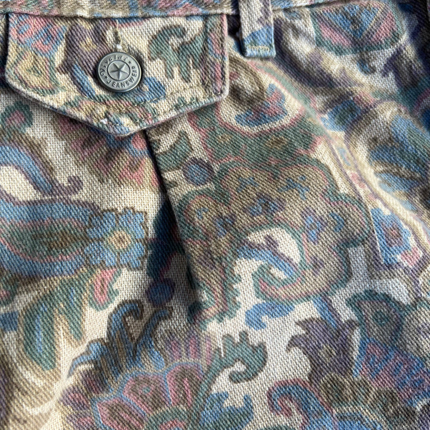 Vintage Paisley Print Jean Skirt