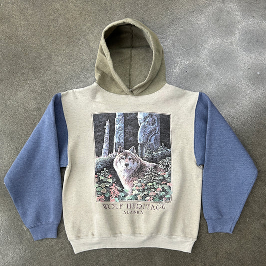 Vintage Wolf Heritage Alaska Color Block Hoodie