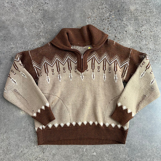 Vintage Patterned Sweater Quarter Zip