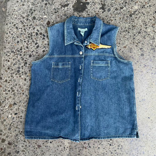 Vintage Harley Davidson Marsh Landing Denim Vest