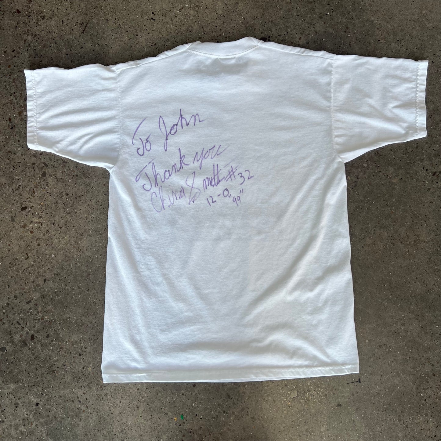 Vintage Autographed China Smith Wrestling Tee