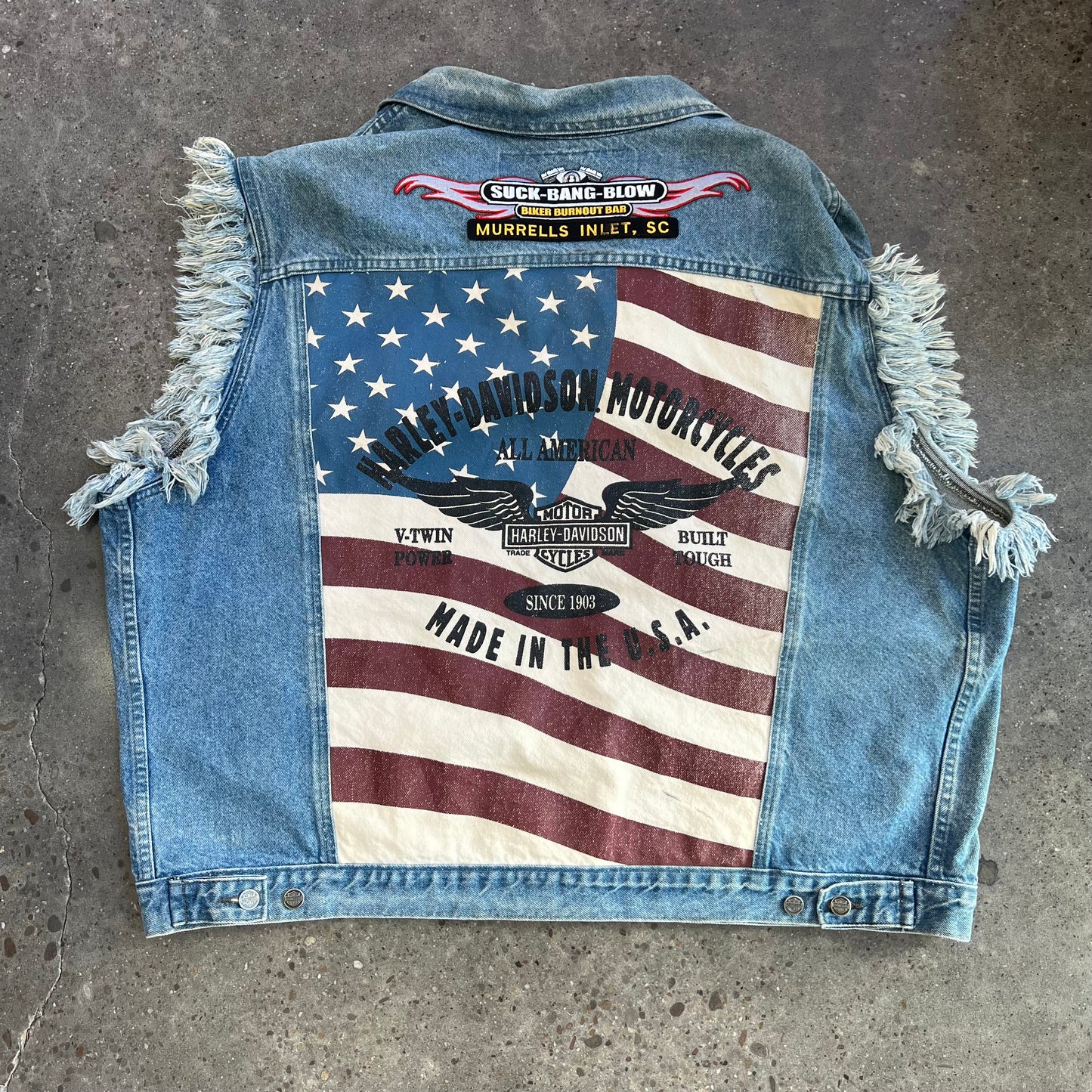 Vintage Harley Davidson All American Denim Vest