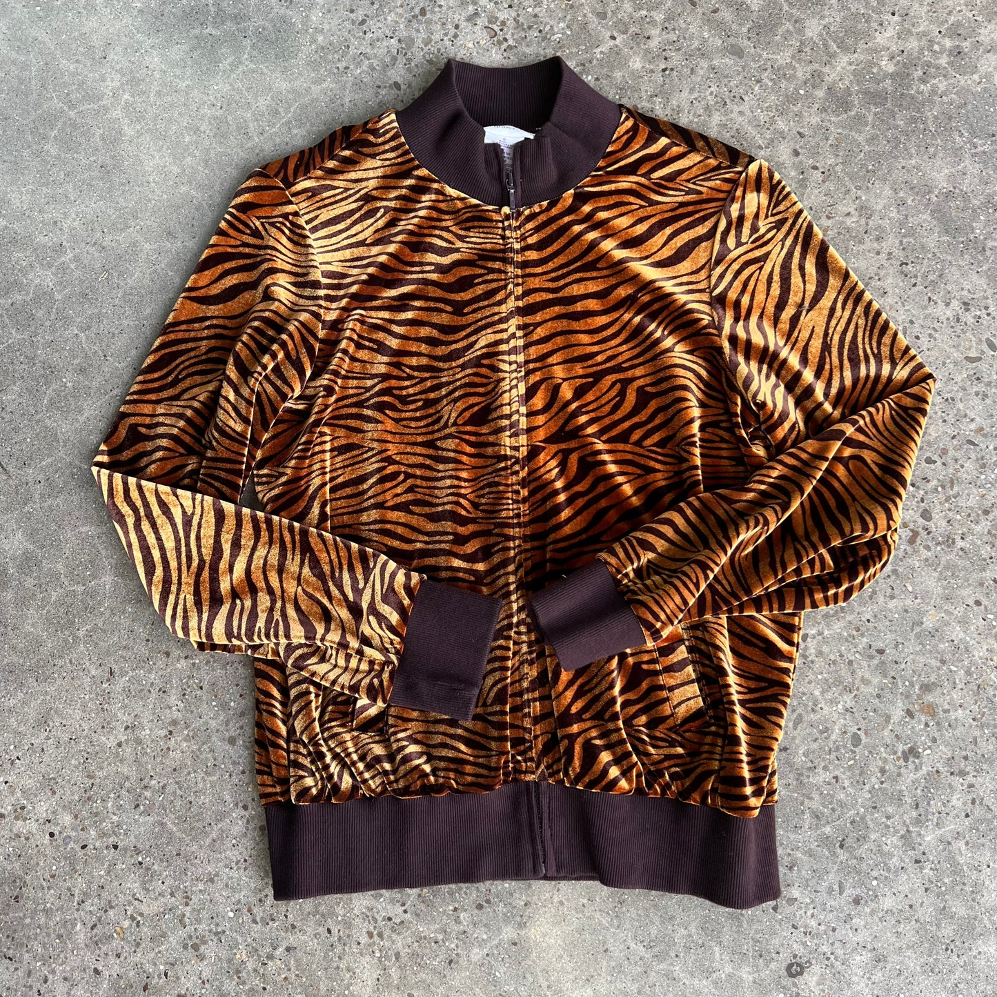 Vintage Velour Tiger Stripe Bomber