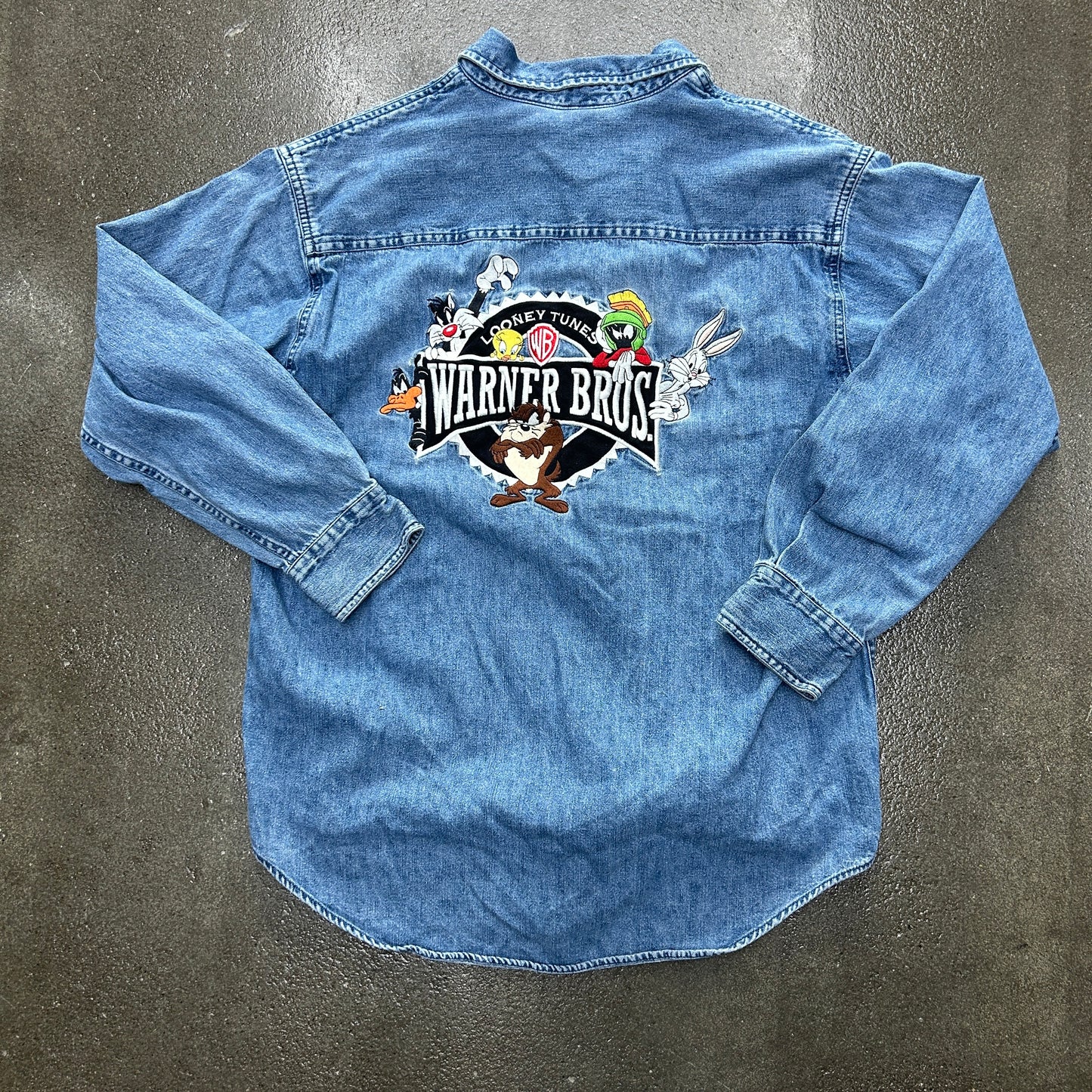 Vintage Warner Bros Embroidered Button Up