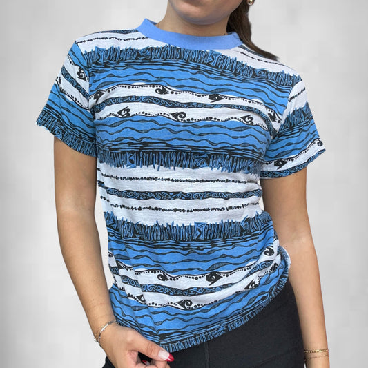 Vintage Blue Wave Baby Tee