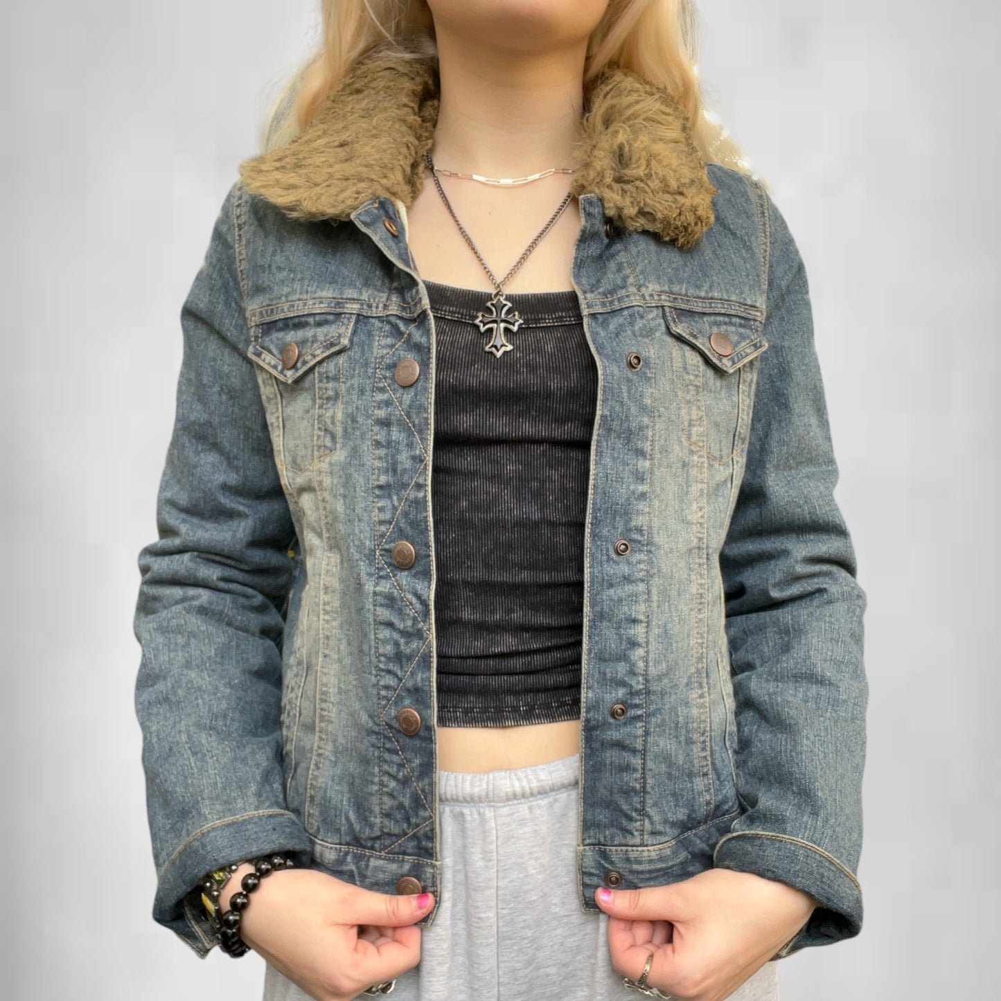 Vintage Abercrombie Fur Jean Jacket