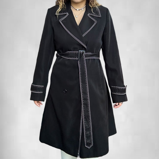 Vintage Platinum Contrast Stitch Trench Coat