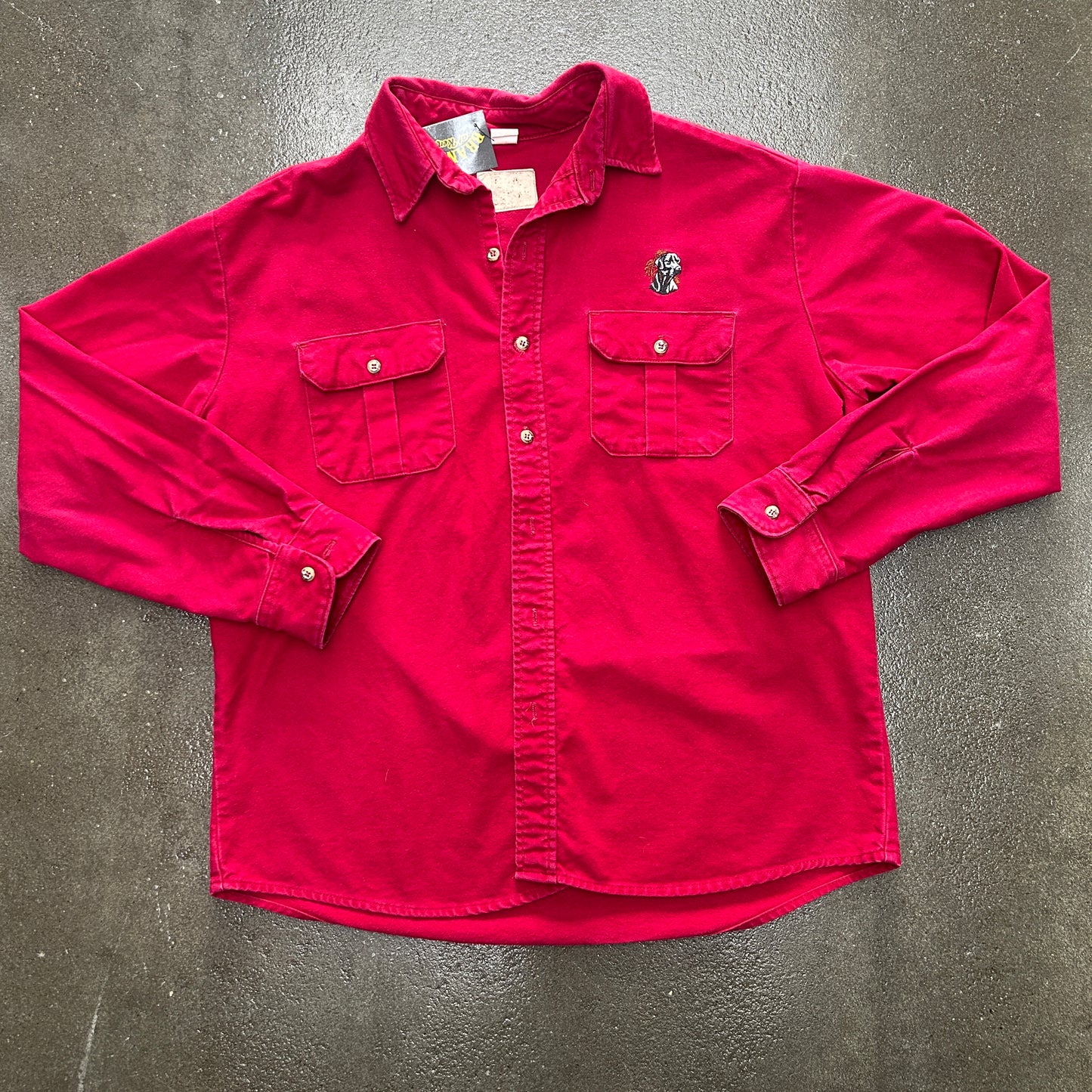 Vintage Dog Embroidered Button Up
