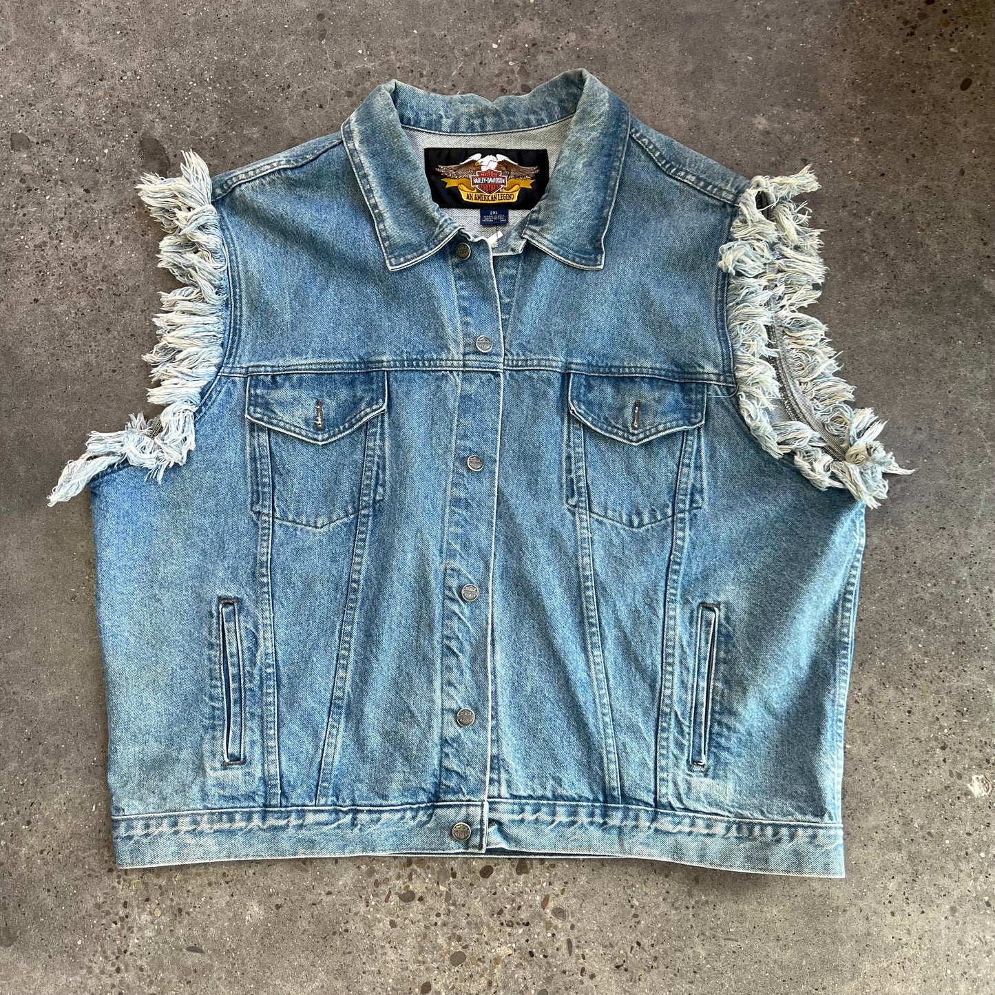 Vintage Harley Davidson All American Denim Vest