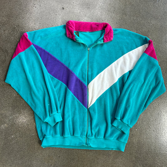 Vintage Color Block Terry Cloth Jacket
