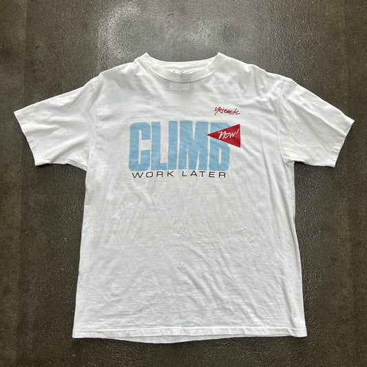 Vintage Yosemite Climb Now, Work Later Tee