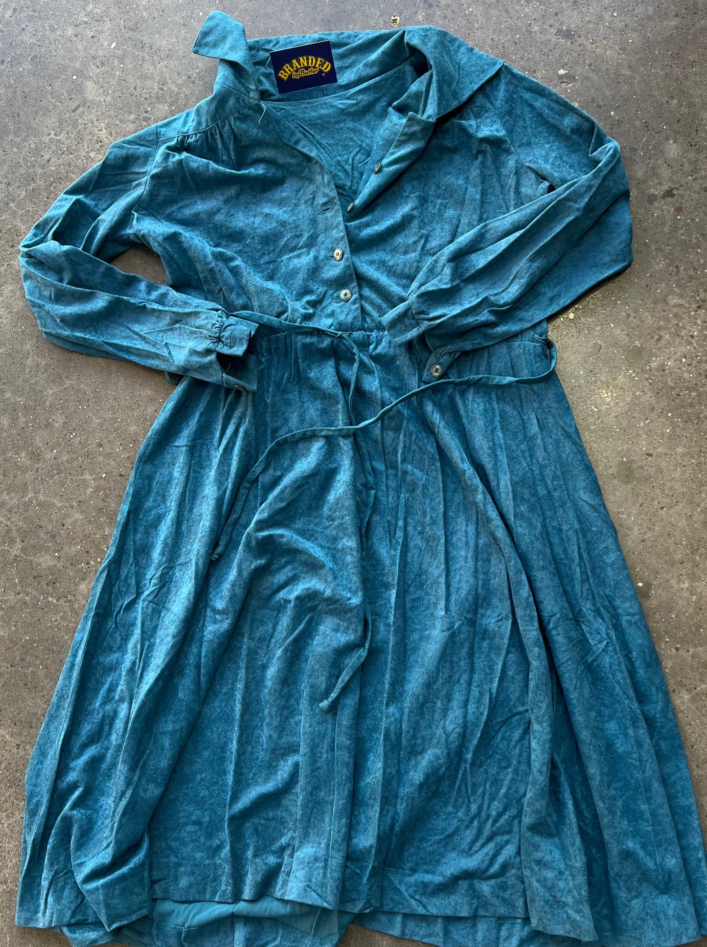 Vintage Velvet Button Up Buckle Dress