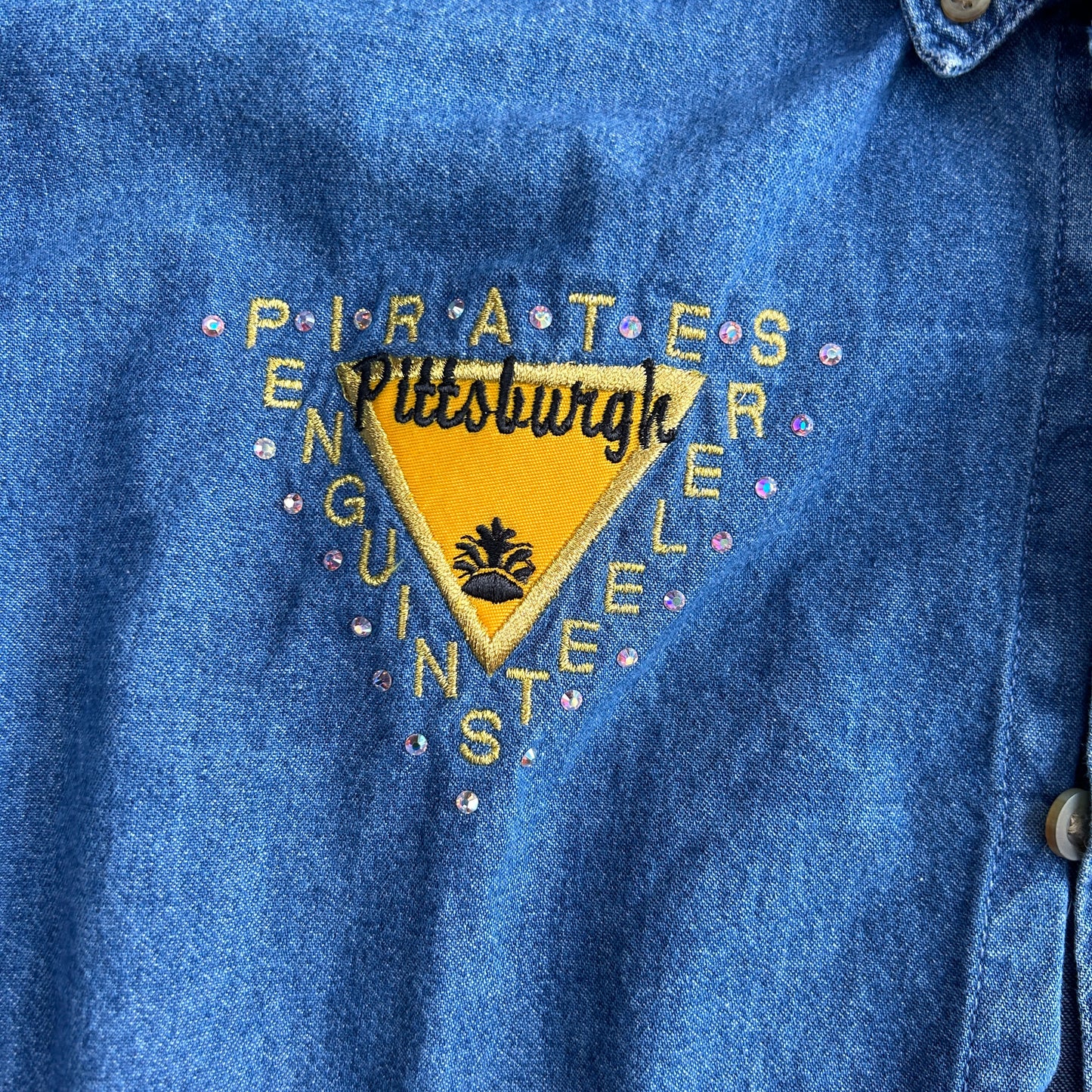 Vintage Pittsburgh Sports Bedazzled Button Up