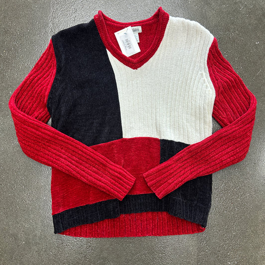 Vintage Classic Elements Velour Color Block Sweater