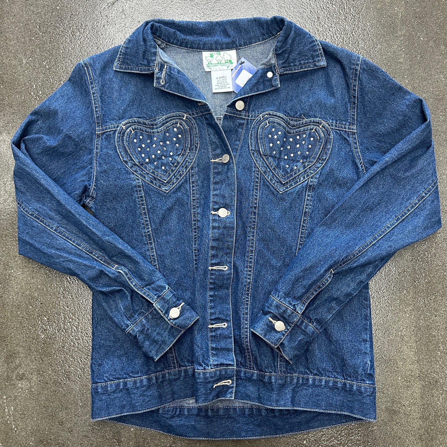 Vintage Quacker Factory Bedazzled Heart Denim Jacket