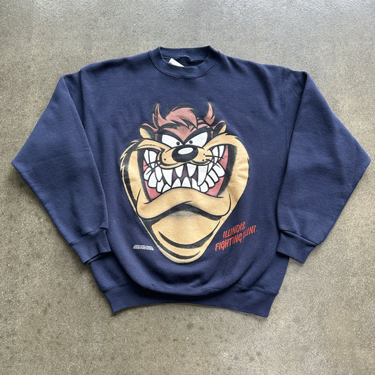 Vintage 1993 Taz Illinois Fighting Crewneck
