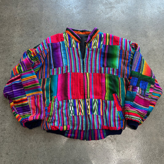 Vintage Multicolor Patchwork Puffer Jacket