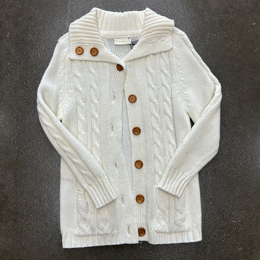 Vintage Cable Knit Long Button Up Cardigan