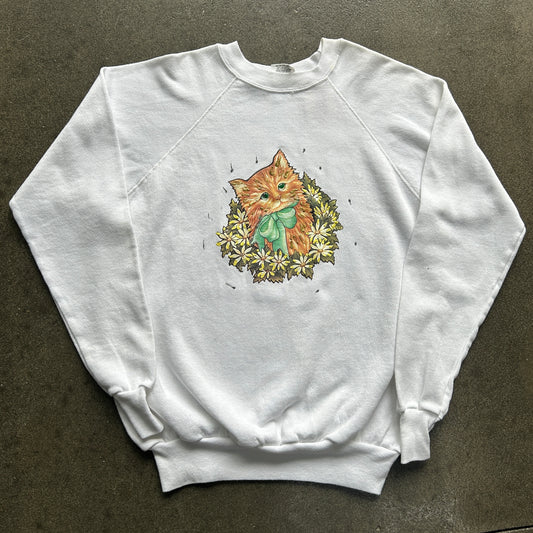 Vintage Cat Glitter Graphic Crewneck