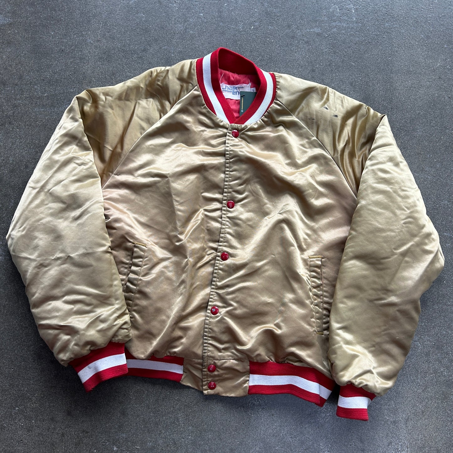 Vintage Gold Chalk Line Bomber Jacket