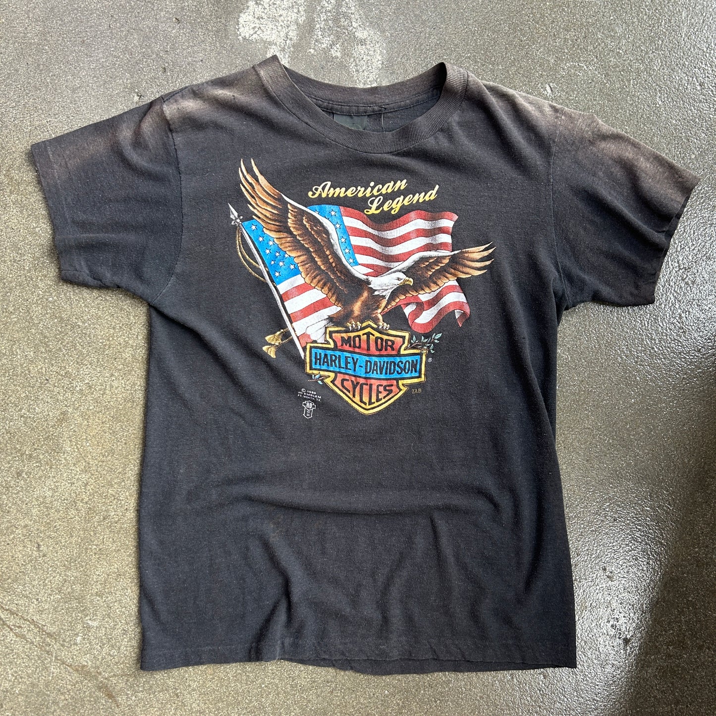 Vintage 1985 Harley Davidson 3D Emblem Eagle Tee