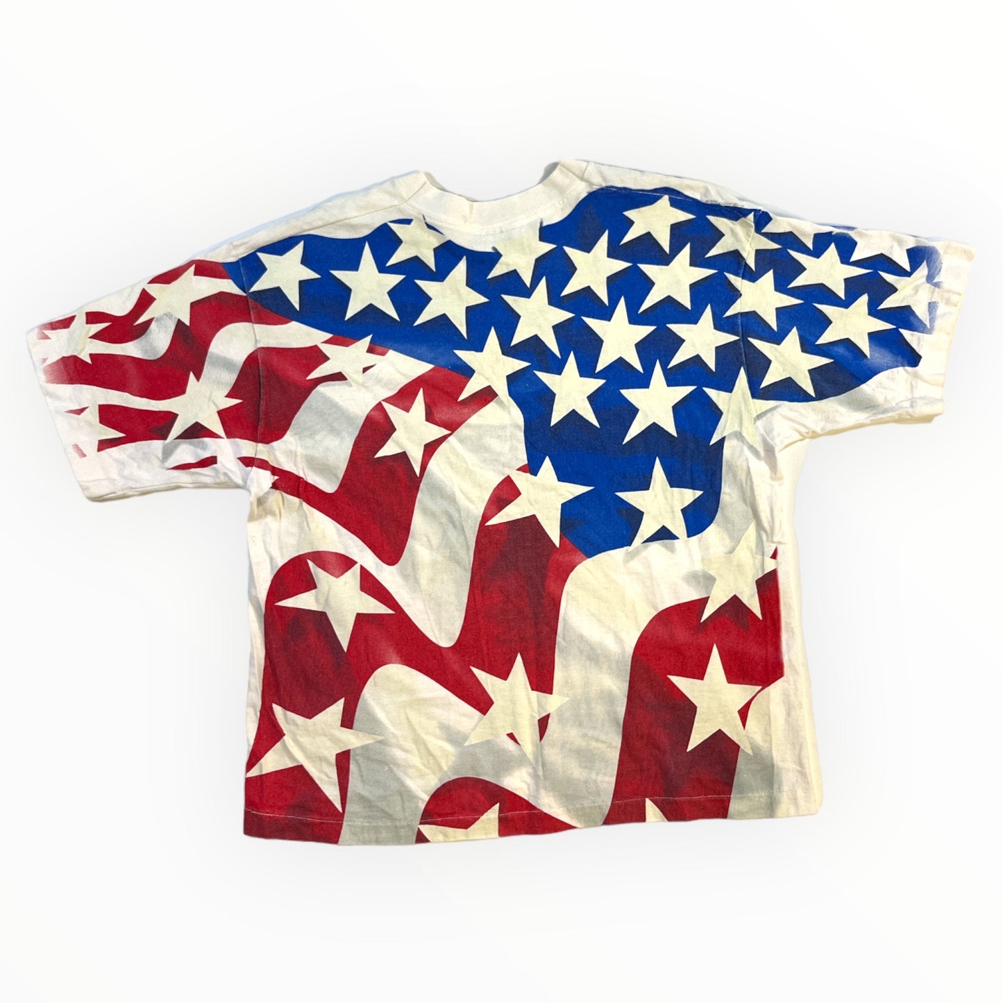 Vintage Liquid Blue American Flag All Over Print Tee