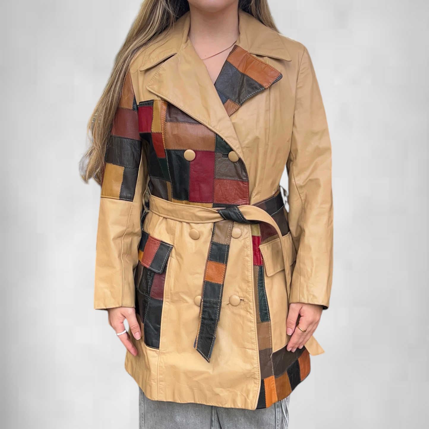 Vintage 70s Patchwork Trench Coat