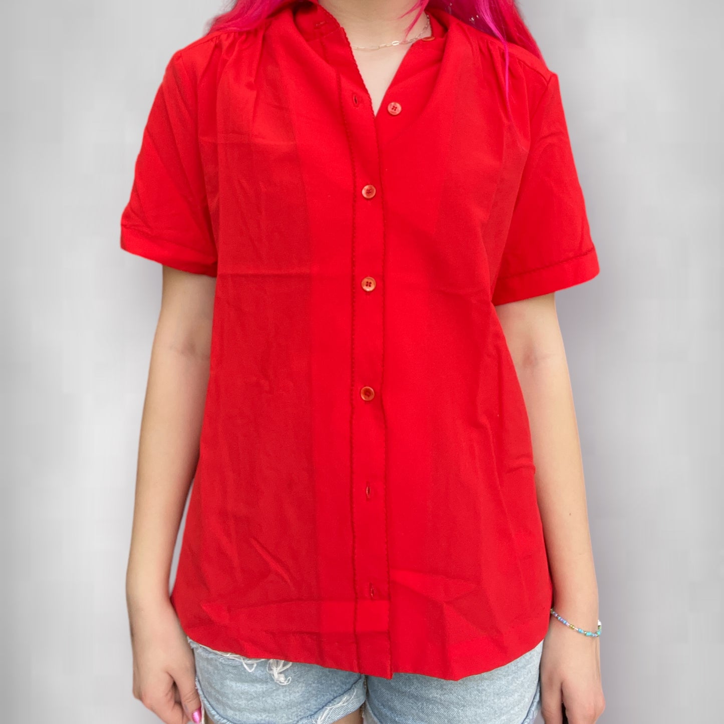 Vintage Red Button-Up